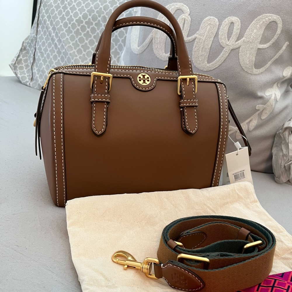 T Monogram Leather Barrel Bag